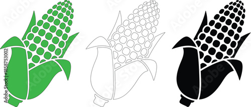 ripe corn cob with leaves on transparent background, healthy food, organic harvest, agriculture produce, farm food, sweet kernels, natural foodstuff, summer crop