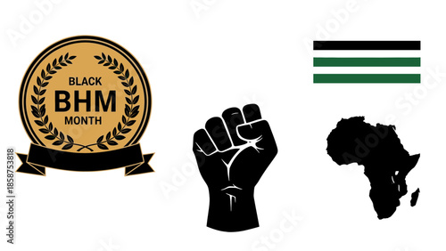 A graphic design celebrating Black History Month with a gold and green color scheme