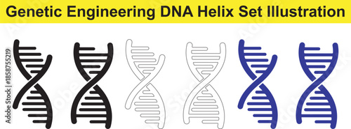 genetic engineering dna helix set illustration