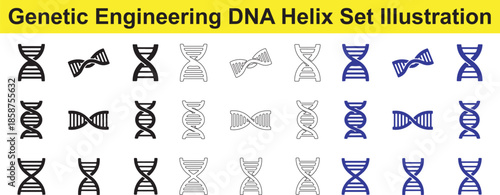 Genetic engineering DNA helix set illustrations on white background