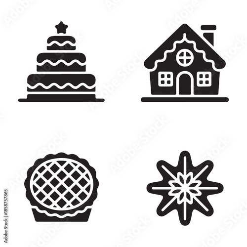 Christmas pudding traditional holiday dessert silhouette vector graphic