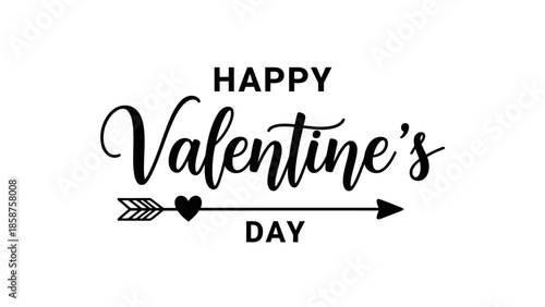 Happy Valentine's Day greeting with arrow and heart illustration symbolizing love and affection