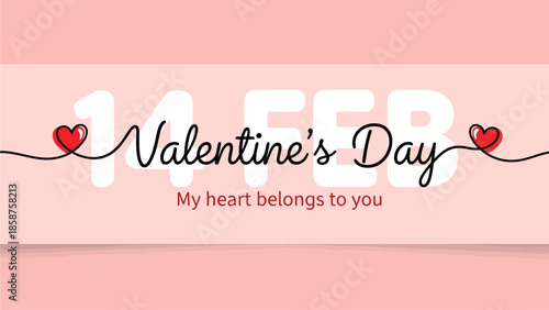 Romantic February 14th Celebration Card Design with Loving Hearts and Sweet Message - Perfect for Valentine's Day Greetings and Social Media Banners