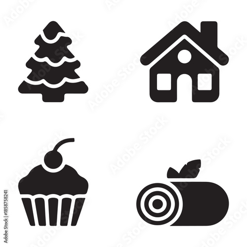 Traditional Christmas pudding sweet dessert silhouette vector icon