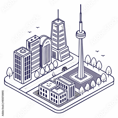 Toronto skyline with cn tower