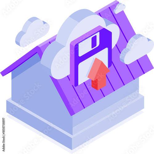Home Cloud Storage and Data Backup Concept Illustration for Secure Digital Files and Information Management
