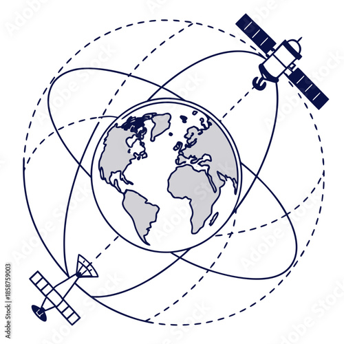 Earth orbiting with satellites