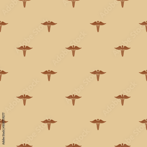 Caduceus Medical seamless pattern isolated on color background