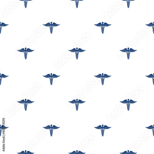 Caduceus Medical seamless pattern isolated on white background