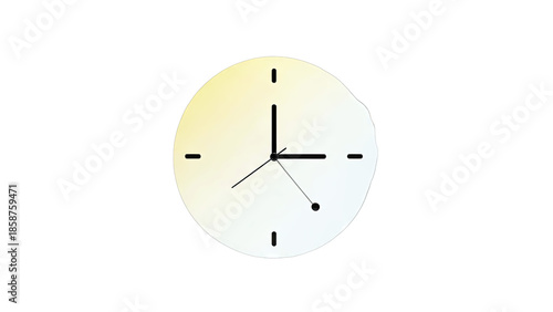 Wallpaper Mural Clock Showing 3 O'Clock Isolated on White Background Torontodigital.ca