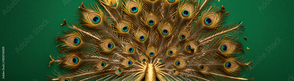 Fototapeta premium lavish emerald green background features intricately detailed peacock feathers base subtly angled