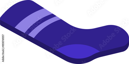 Isometric Blue Sock with Purple Stripes, Minimalist Clothing Accessory Illustration