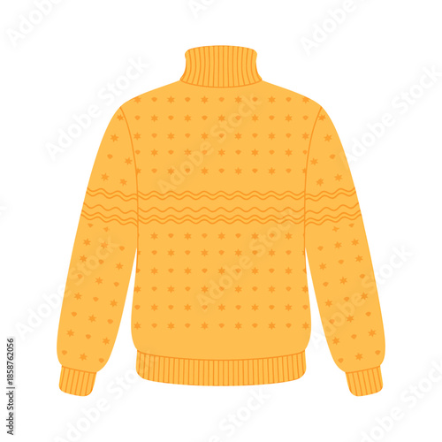 Orange Knitted Sweater with Star Pattern Design