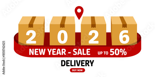 2026 New Year Sale Promotion with Discount Delivery Boxes