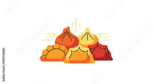 Chinese New Year Dumpling Flat Minimal Vector Illustration