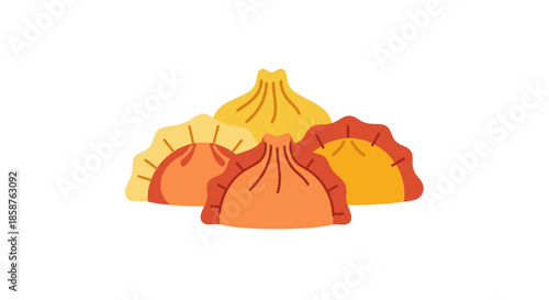 Chinese New Year Dumpling Flat Minimal Vector Illustration