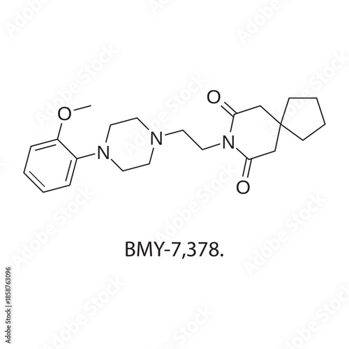 BMY-7,378 molecule chemical structure – serotonin receptor ligand and azapirone-related compound used in pharmacological research, skeletal formula illustration