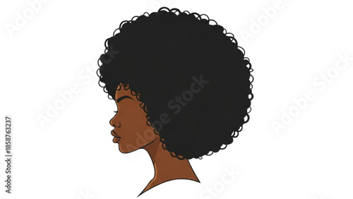 Profile illustration of a woman with curly hair