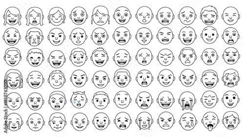 A collection of various emoticon faces displayed in a grid pattern on a white background