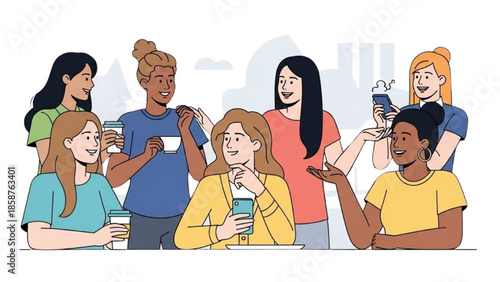 Diverse group of young adults socializing and drinking together in a casual outdoor setting