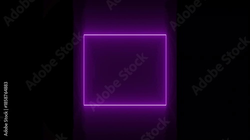 Glowing geometry rectangle frame, Neon Square line spectrum loop