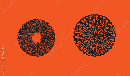 Happy Holi Decorative Badge and Emblem Vector Illustration on Orange Background