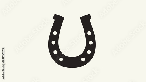 Black horseshoe icon on a white background symbolizing good luck.