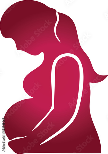 Vibrant stylized silhouette illustration of a pregnant woman, symbolizing the beautiful journey of motherhood, growth, and the joyful anticipation of new life