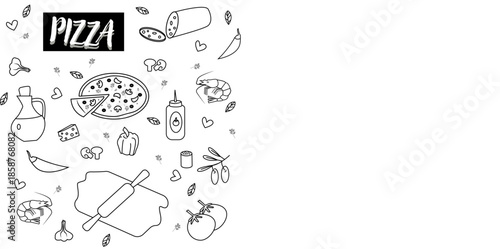 pizza set with ingredients