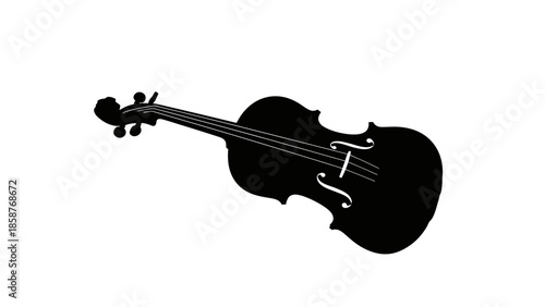 Black silhouette of a violin on a white background.