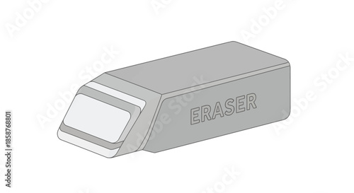 Simple illustration of a gray rectangular eraser with the word eraser