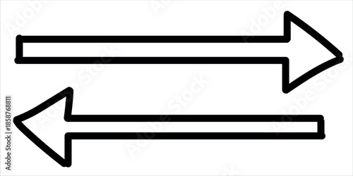 Two black arrows pointing in opposite directions