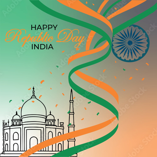 Happy Republic Day Celebration Greeting poster design.