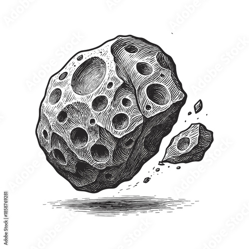 Celestial Stone engraving illustration. Scratchboard imitation. Black and white image. flat vector