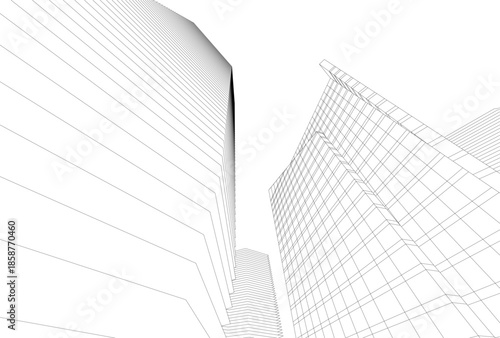 Abstract architecture building 3D illustration