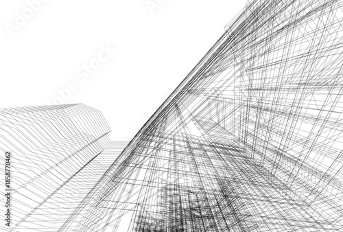 Abstract architecture building 3D illustration