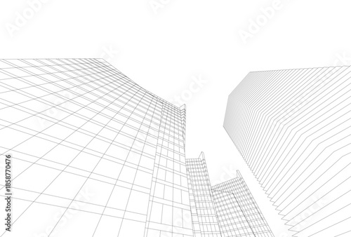 Abstract architecture building 3D illustration