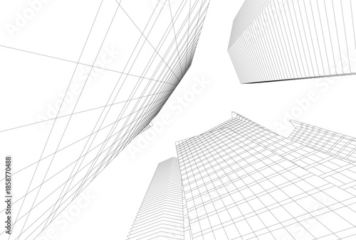 Abstract architecture building 3D illustration