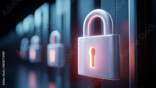 A vertical digital padlock concept representing restricted access and reinforcing the importance of reliable protection across modern technological environments.
