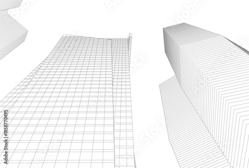 Abstract architecture building 3D illustration