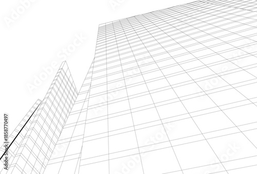 Abstract architecture building 3D illustration