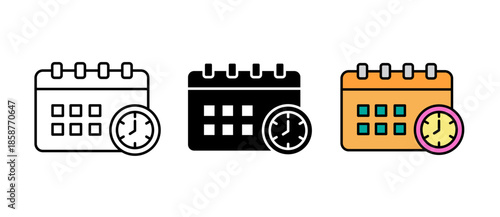 Content Scheduling Icon illustration for planning, publishing, and workflow management with stroke filled and colored icon set.