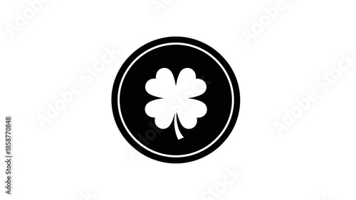 Simple black and white clover icon design element.