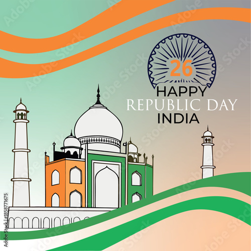 Happy Republic Day Celebration Greeting poster design.