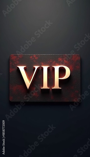 elegant golden VIP letters on textured black card