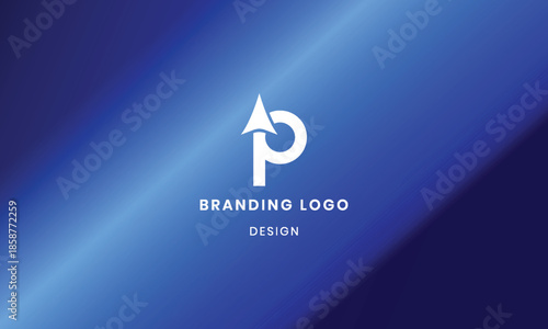 Creative P letter logo with abstract gradient background .