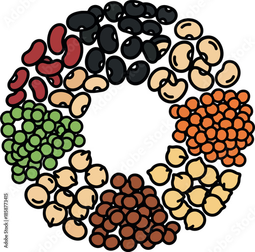 Assorted Beans in Circle.