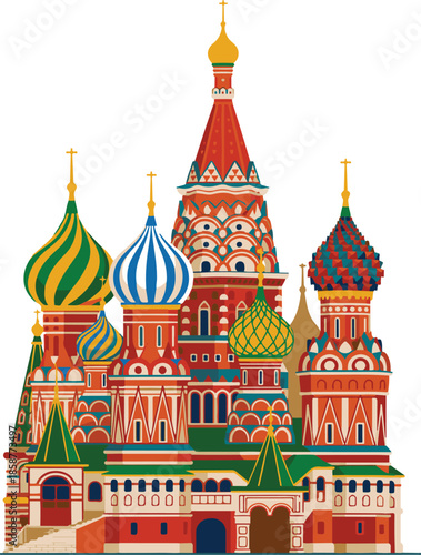 Saint basils cathedral moscow russia historical architecture illustration with colorful domes and traditional orthodox landmark