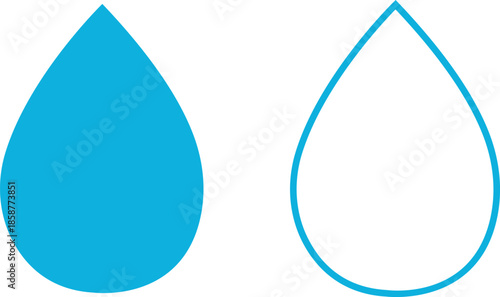 Water drops icons set collection with droplet splash symbols in flat and line style, liquid rain fluid illustration group for weather nature hygiene UI design and clean graphic elements