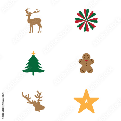 set of christmas icon vector illustration template design